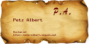 Petz Albert névjegykártya