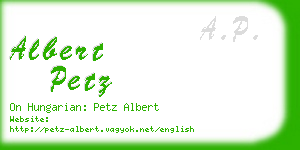 albert petz business card